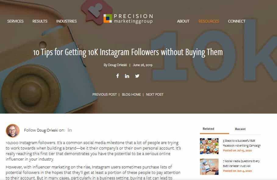 10,000 Instagram followers by Precision Marketing Group