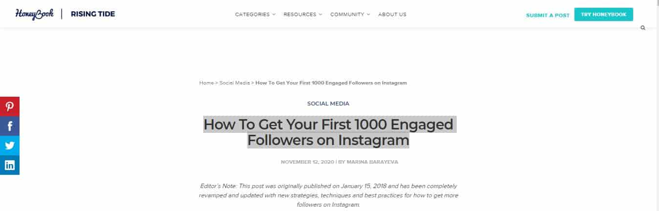 How To Get Your First 1000 Engaged Followers on Instagram by honeybook