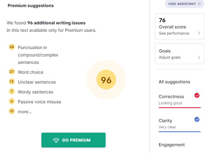 Grammarly Recommendations Features