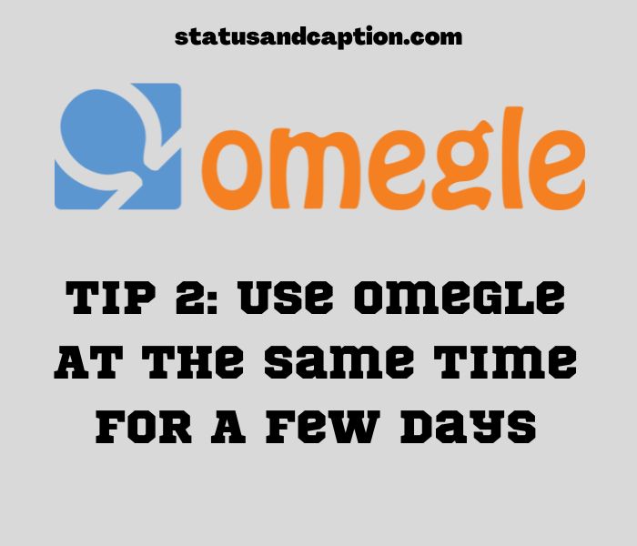 Tip 2 Use Omegle At The Same Time For A Few Days